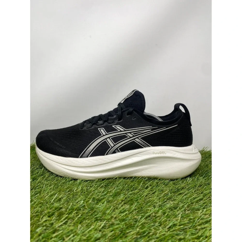 Asics GEL-Nimbus 27 Mens US 9.5 Black White Shoes Athletic Running Sneakers Gym